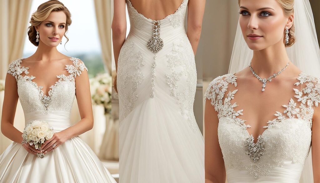Brautkleid Ausschnitt und Schmuck Harmonie