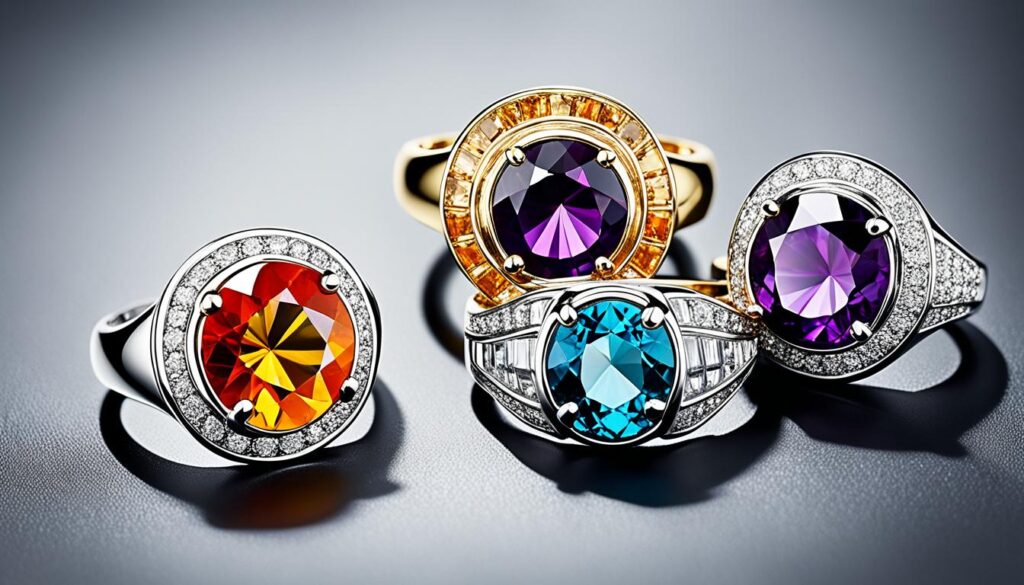 Designer-Schmuck mit farbigen Edelsteinen