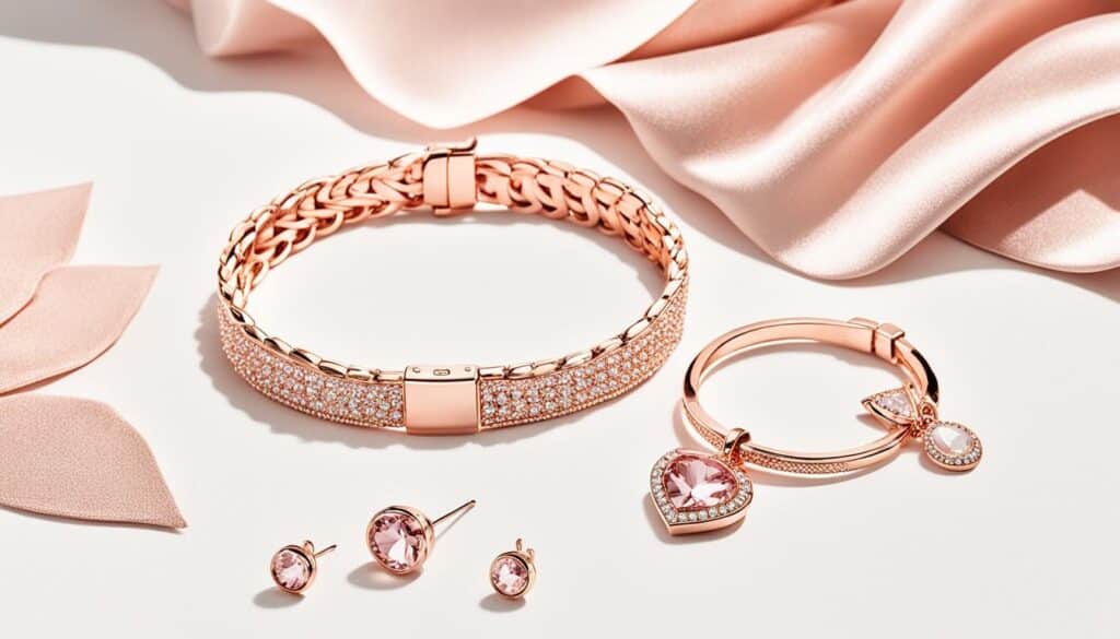 Roségold Schmuck und Samt Accessoires