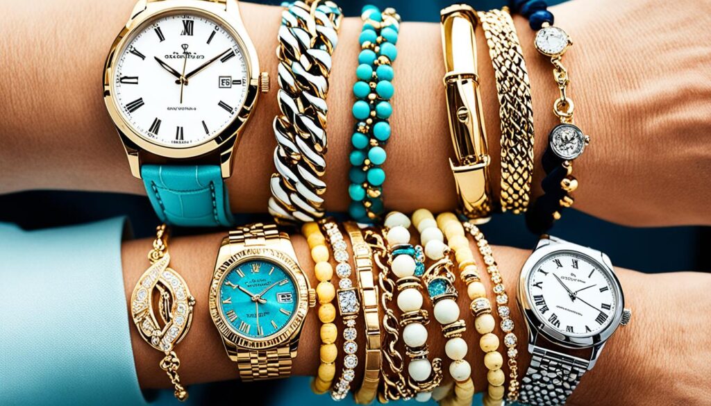 Uhrenetikette und Armbänder